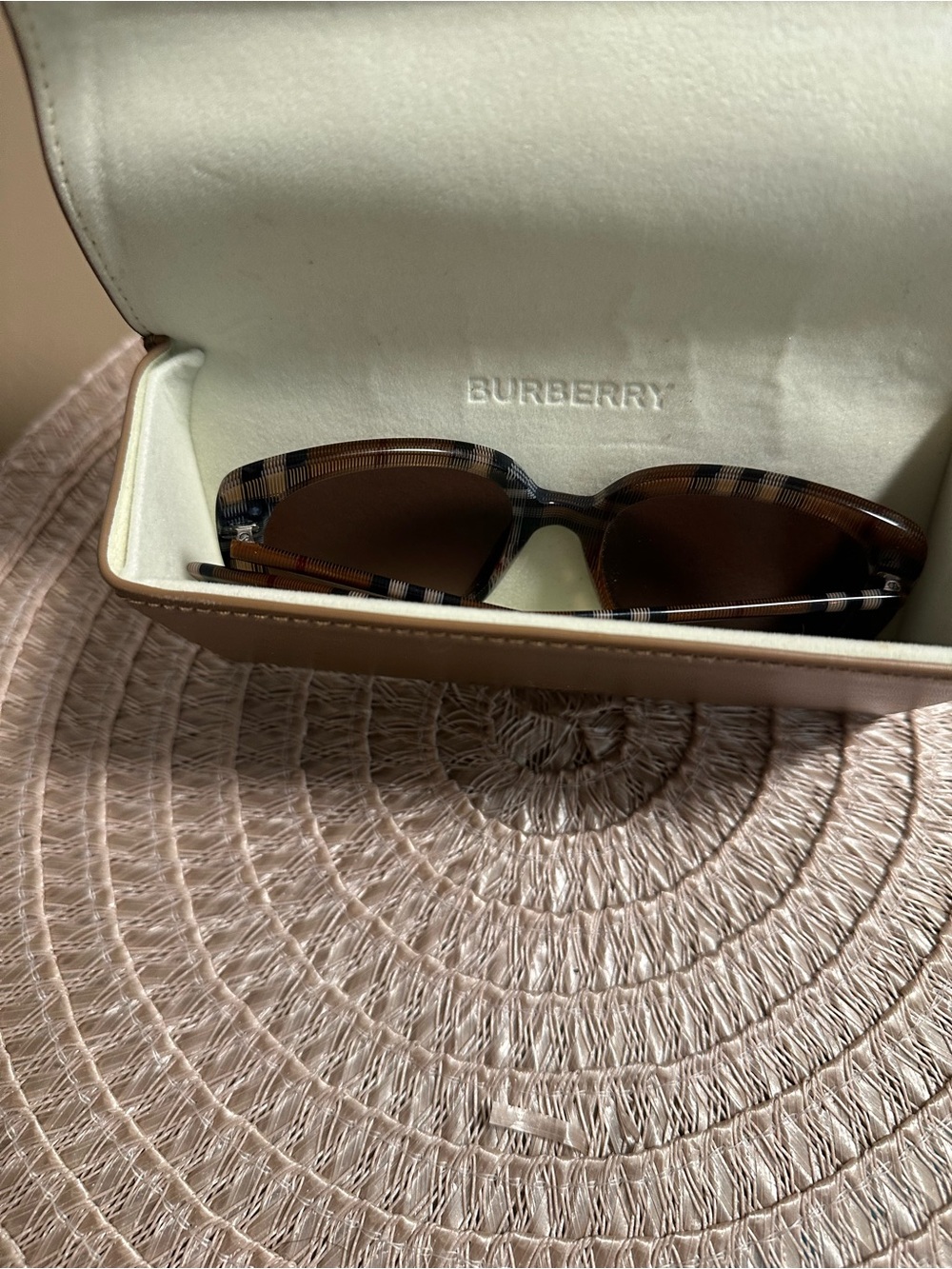 Burberry Tortoiseshell Plaid Square Women's Sunglasses in Brown and Black - Picture 11 of 14